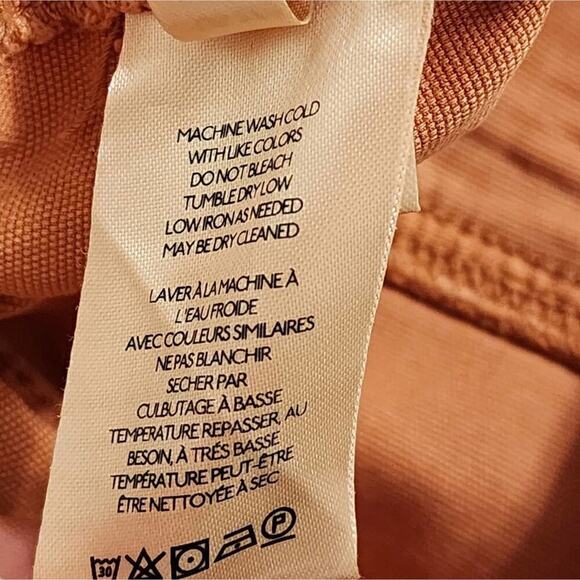 Anthropologie High Waist Pleated Shorts, Orange Rolled Cuff Shorts with Pockets - Picture 9 of 11